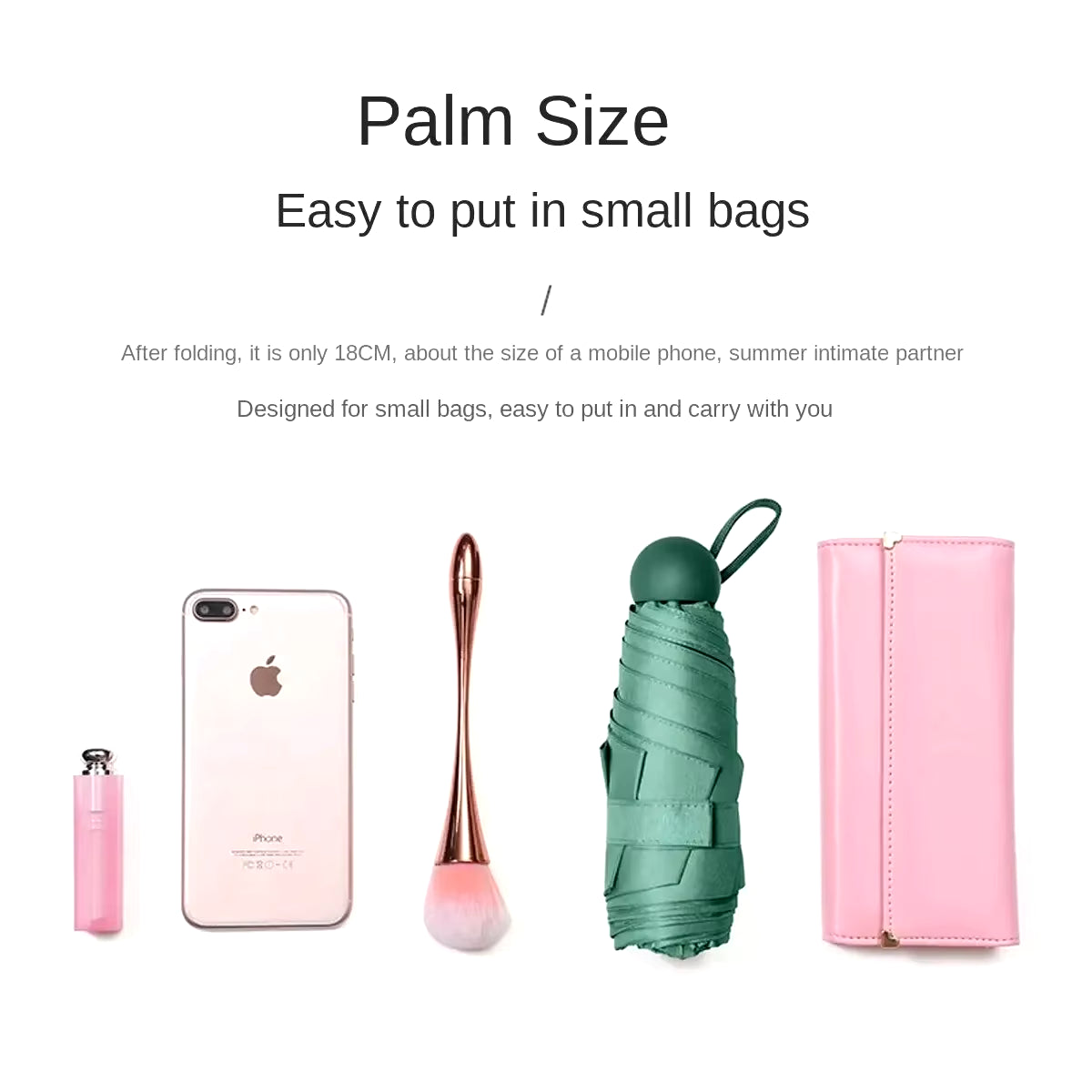 Capsule Umbrella Portable Mini Sunshade Sunscreen Rain Umbrella Black Rubber Alloy Handle Foldable Sun Rain Dual Use